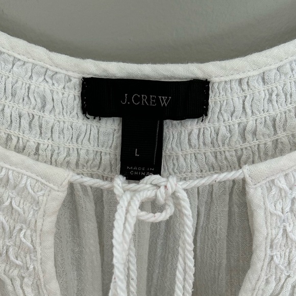 J. Crew White Smocked Yoke Peasant Blouse - Picture 2 of 4